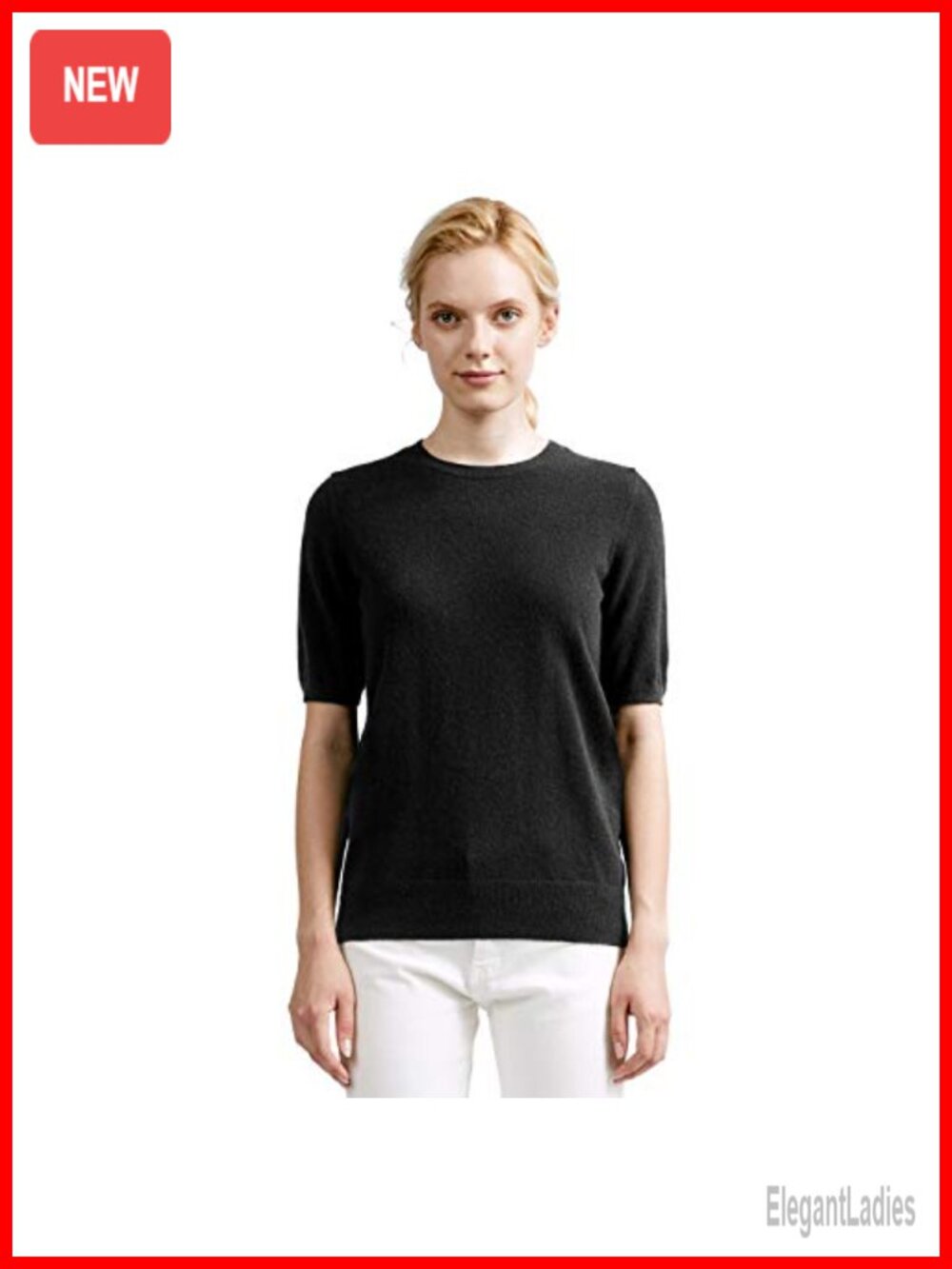 100% Pure Cashmere T-Shirt Crew Neck Short Sleeve Pullover Heavenly Soft